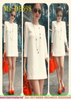 Đầm bầu công sở dài tay màu trắng trẻ trung xinh đẹp DB598