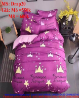 Bộ dra giường vải poly mềm princesse màu tím nổi bật Drap20
