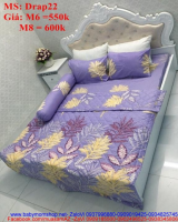 Bộ dra giường kèm gối hình cánh lá tạo không gian thoáng Drap22