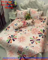 Bộ dra giường họa tiết hình cánh hoa màu nổi bật Drap44