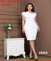 Đầm ôm trắng đính bông xinh đẹp duyên dáng DOM393