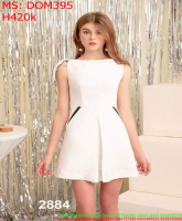 Đầm ôm trắng viền đen cá tính trẻ đẹp DOM395
